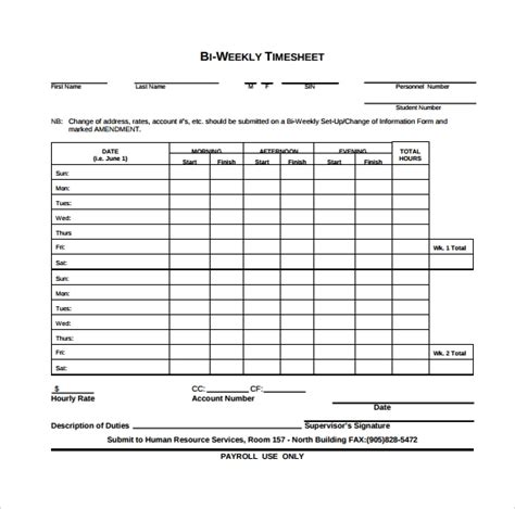 10 Weekly Timesheet Templates Sample Templates