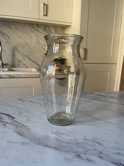 Large Clear Glass Bottle Vase 25cm Vintage Glass Vase Glass Etsy