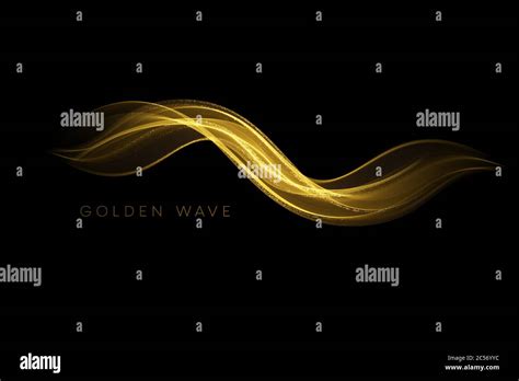 Abstract Shiny Color Gold Wave Design Element With Glitter Effect On