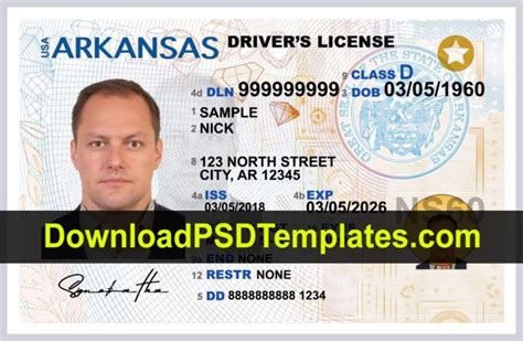 arkansas driver license template psd  front drivers license