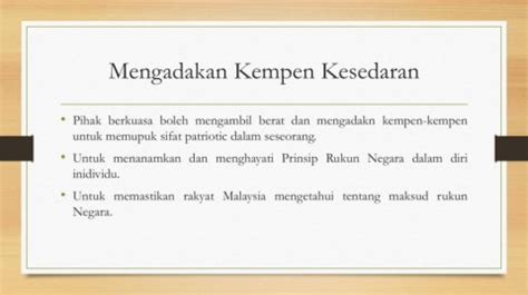 Malay for 'national principles') is the malaysian declaration of national philosophy instituted by royal proclamation on merdeka day, 1970, in reaction to a serious race riot known as the 13 may incident, which occurred in 1969. Cara Menghayati Prinsip Rukun Negara