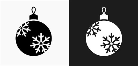 Christmas Ornament Icon On Black And White Vector Backgrounds Stock