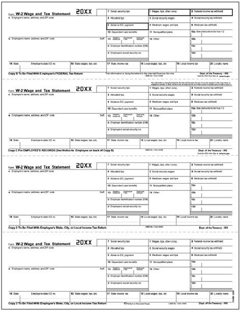 W 2 Laser 4 Up Horizontal Employee Sheet For 2019