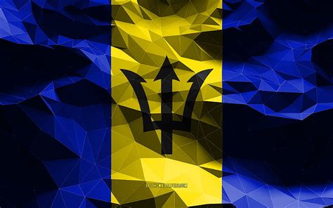Barbados Flag Low Poly Art North American Countries National Symbols