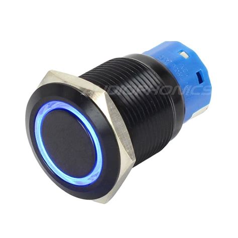 Anodized Aluminium Push Button With Blue Light Circle 1no1nc 250v 5a