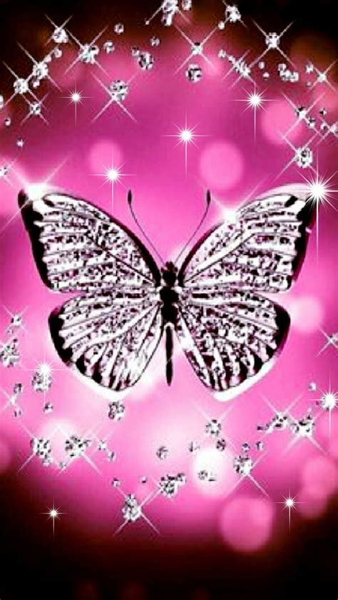 Dazzling Abstract Background Butterfly Diamonds Neon Pink