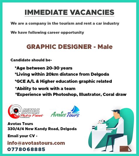 Graphic Designer Job Vacancy At Avotas Tours Jobvacancieslk