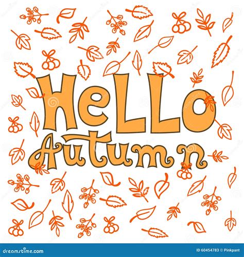 Hello Autumn Typographic Hello Autumn Lettering Card Vector Autumn