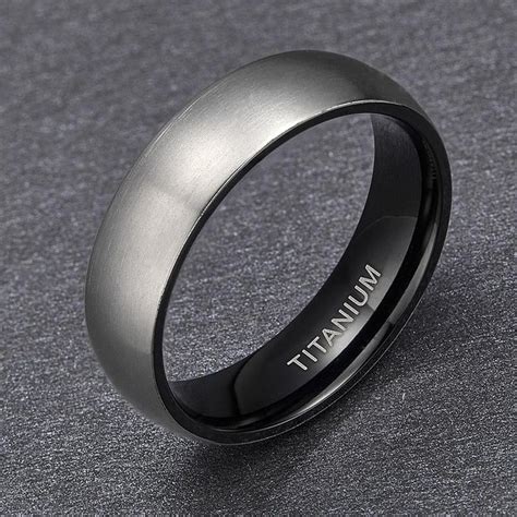 Ring In Matt Silver Titanium With Black Finish On The Inside Etsy