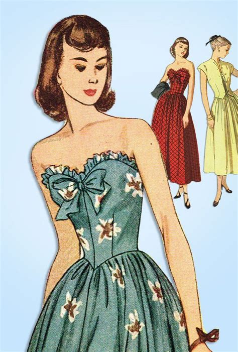 1940s Vintage Simplicity Sewing Pattern 2395 Misses Strapless Gown