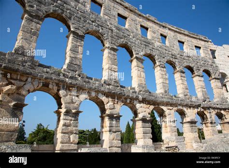 Ancient Roman Amphitheater In The Croatian City Pula Stock Photo Alamy