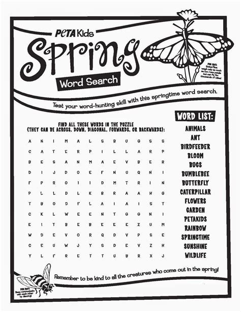 Spring Word Searches For Kids Free Kiddo Shelter Spring Words