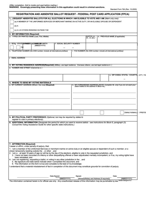 We did not find results for: Fillable Form 76a - Registration And Absentee Ballot Request - Federal Post Card Application ...