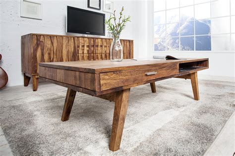 This sheesham solid wood coffee table is both stylish and practical. Coffee Table Sheesham Solid Wooden Sofa Wood Sixties 120cm ...