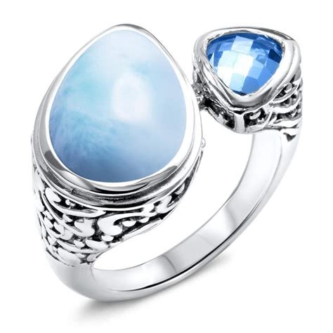 Azure Pear Blue Topaz Ring Razur0p 00 Larimar Rings Larimar Jewelry