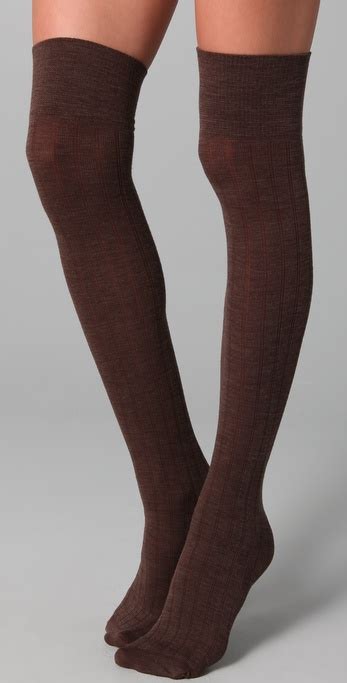 Lyst Club Monaco Wool Thigh High Socks In Brown