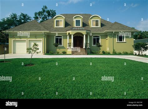 Exterior Of Upscale Suburban Home In Tampa Florida Usa Stock Photo