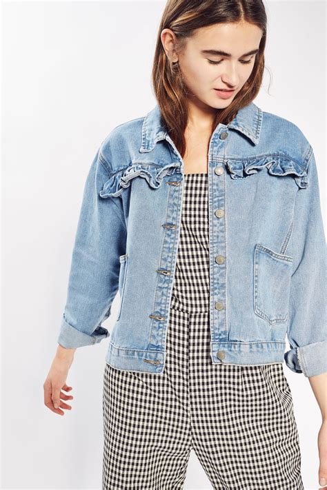 Ruffle Denim Jacket By Glamorous Denim Jacket Ruffled Denim Jacket