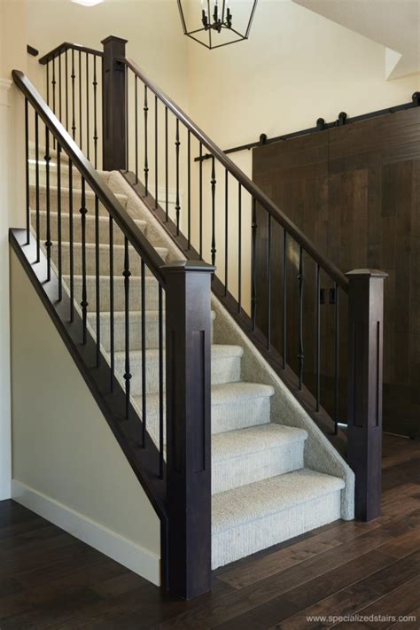 In addition, straight handrail is often attached to box or turned newels on a stairway. Contemporary Railing - Specialized Stair & Rail