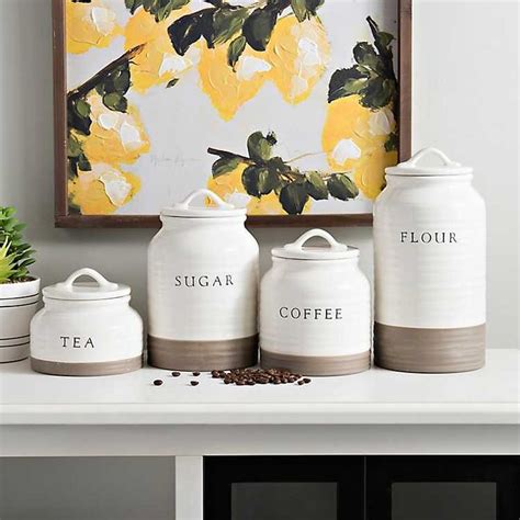 Two Tone Modern Farmhouse Canisters Set Of 4 Farmhouse Canisters