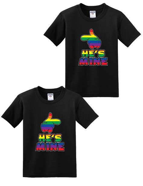 New Hes Mine Gay Lesbian Couples Lgbt Pride Humor T Shirts Black Ebay