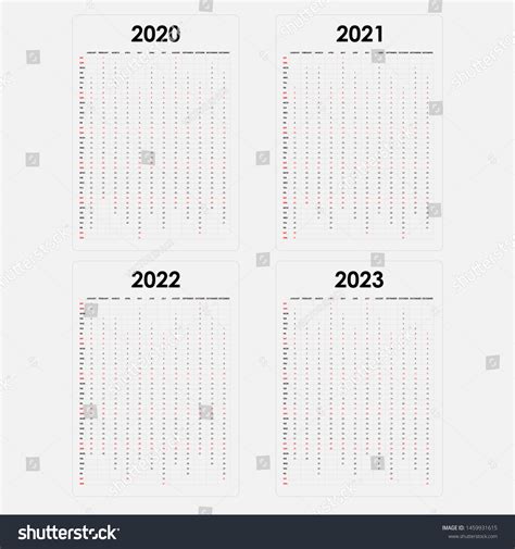 Calendar 2020 20212022 2023 Calendar Templatecalendar Vector De Stock