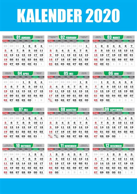 Download Template Kalender 2020 Pdf Cdr Lengkap Dengan Kalender