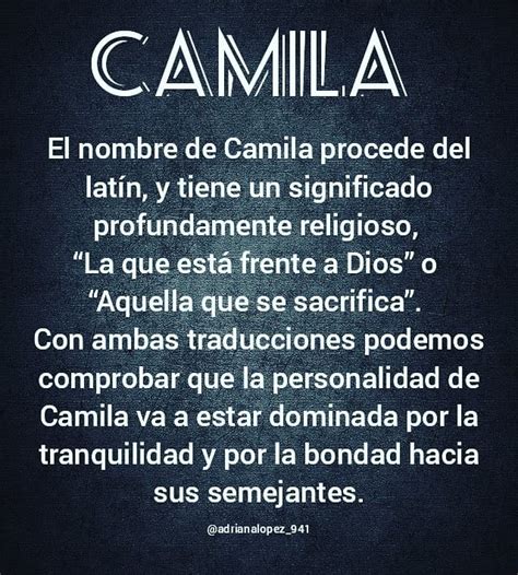 Significado Del Nombre Camila 🌼 Oracion Para Obtener Dinero