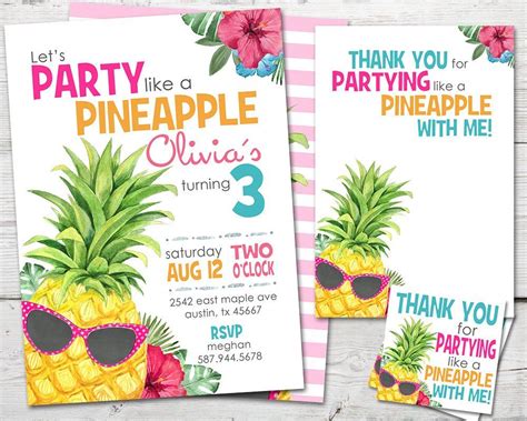 Pineapple Birthday Invitation Party Like A Pineapple Etsy Pineapple