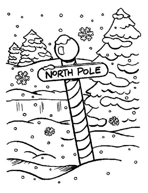 North Pole Sign On Heavy Winter Season Snow Coloring Page Netart