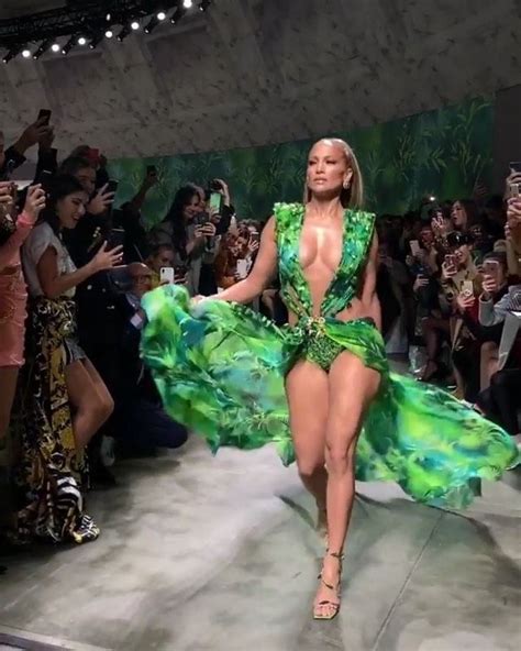 Jennifer Lopez Walked The Versace Springsummer 2020 Runway Wearing A Sultry Jungle Print Dress