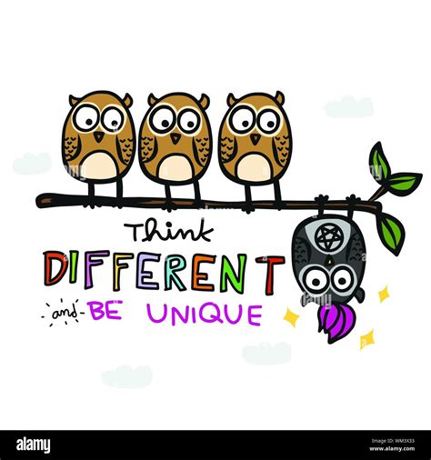 Punk Owl Think Different And Be Unique Cartoon Doodle Vector