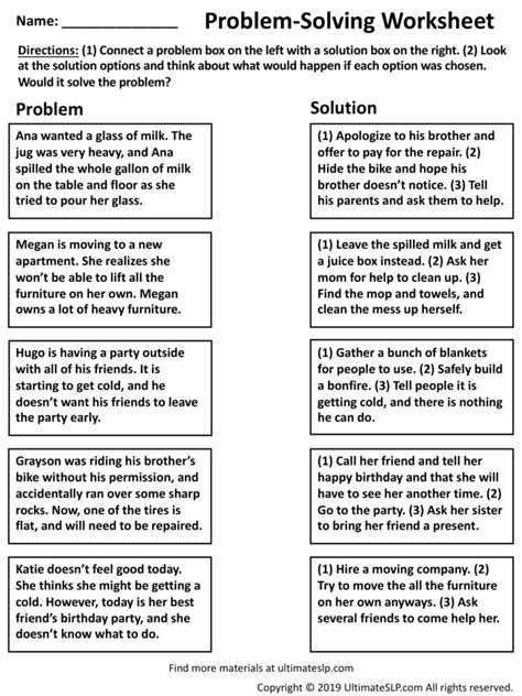 Problem Solving Worksheets Speech Therapy