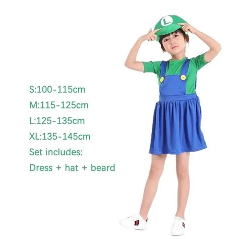 Fantasia Cosplay Luigi Super Mario Bros Traje Completo Tamanho