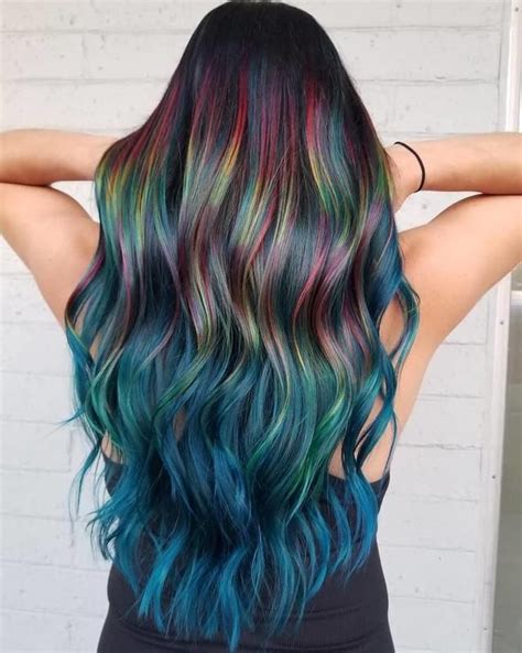 17 Konsep Terpopuler Rainbow Hair Highlights