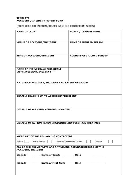 Template Accident Incident Report Form In Word And Pdf Formats