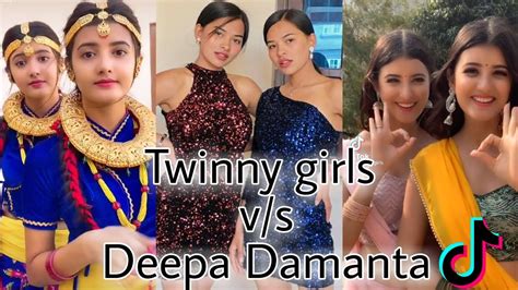 twinny girls v s deepa damanta tiktok nepal nepali twins prisma and princy youtube