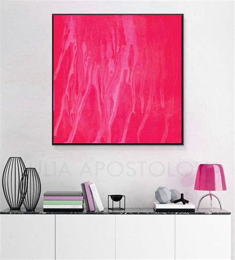 Pink Wall Art Minimalist Abstract Painting Pink Canvas Wall Etsy