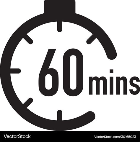 60 Minutes Timer Stopwatch Or Countdown Icon Time Vector Image