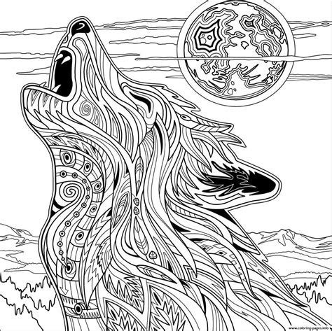 Wolf Howling Coloring Page Free Printable Coloring Pages