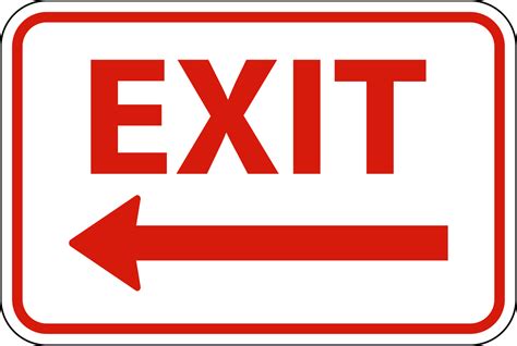 Exit Left Arrow Sign On White Background Vector Art At Vecteezy