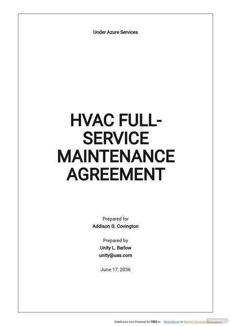 Commercial Hvac Maintenance Template