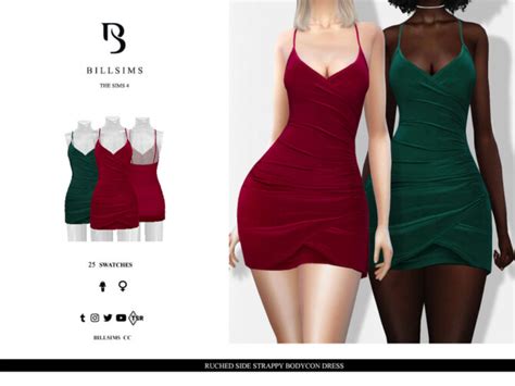 Ruched Side Strappy Bodycon Dress By Bill Sims At Tsr Sims 4 Updates