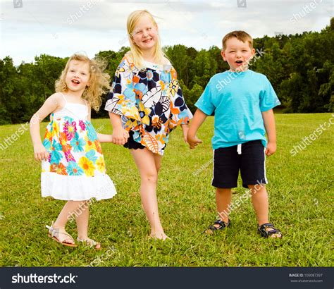 Portrait Three Children Playing Park Stock Photo 109087397 Shutterstock