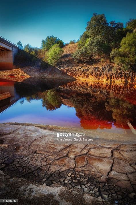 Mineral Laden Water In Rio Tinto River In Minas De Rio Tinto Mining