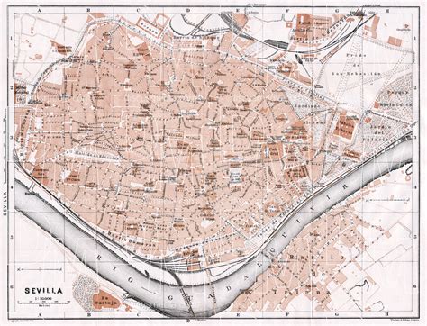 Old Map Of Seville Sevilla In 1911 Buy Vintage Map Replica Poster