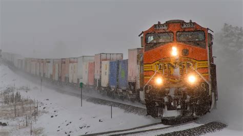 Bnsf Freight Trains Through The Snow In Northern Arizona January 2019