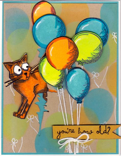 Crazy Cat And Balloons Tim Holtz Cat Balloons Crazy Cats I Card