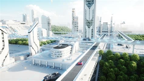 Explore The Future Aerial View Of A Futuristic City