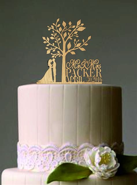 Rustic Wedding Cake Topper Personalized Wedding Cake Topper